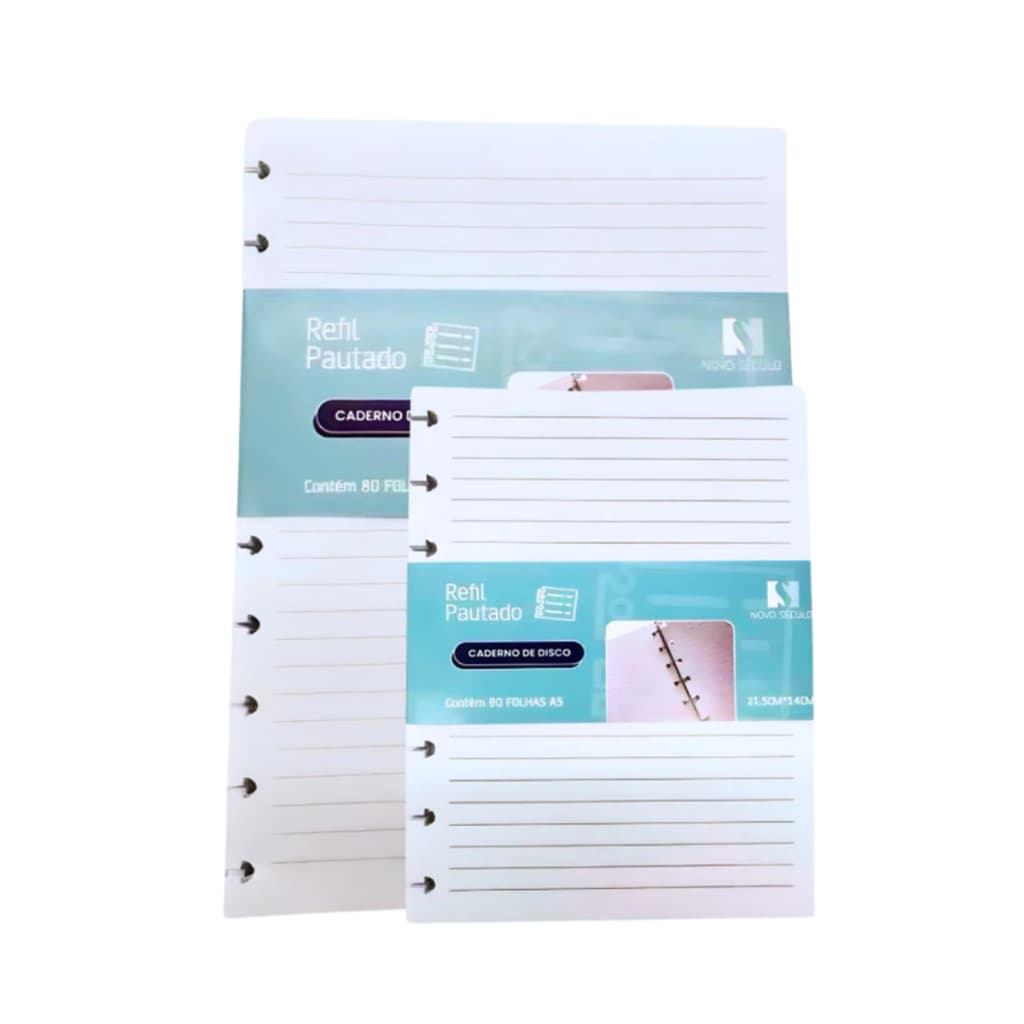 Refil de Folhas Caderno de Disco Inteligente B5 A4 e A5 com 12 10 ou 8 Furos folhas Pautadas