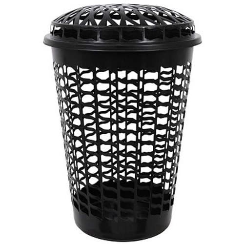 Cesto Telado Preto 56Lts Com Tampa Para Roupas