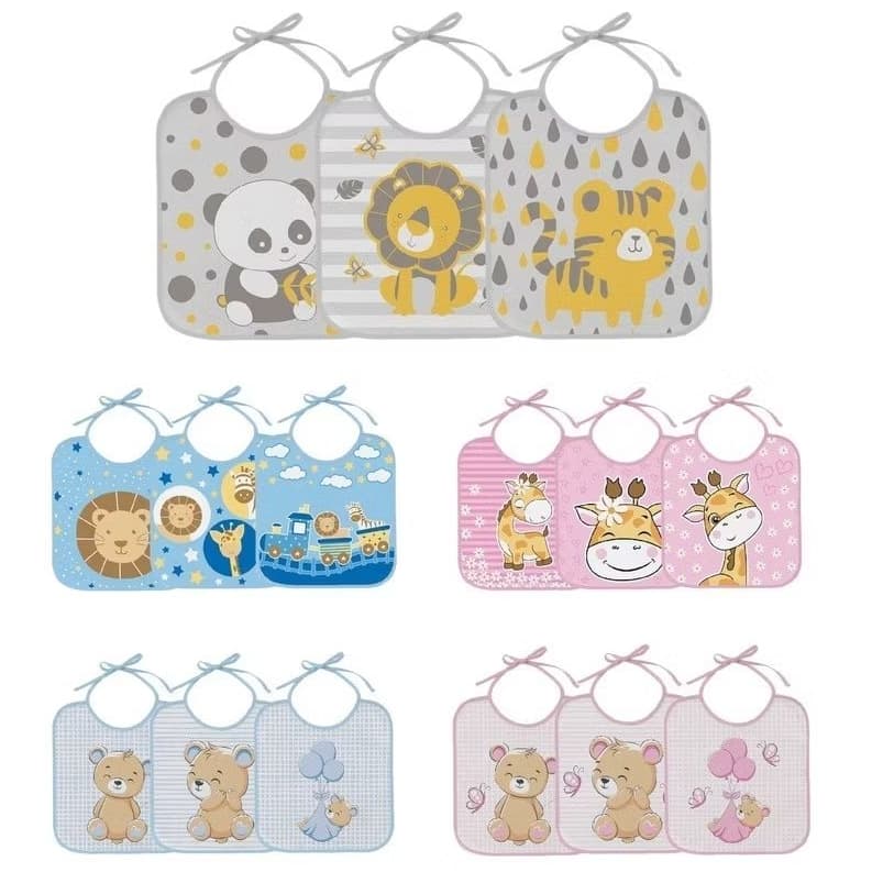 Kit 3 Babadores Bebê Felpudo Algodão Com Forro Incomfral