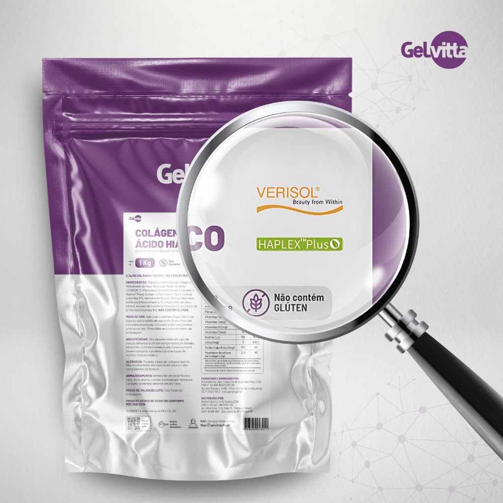 Colágeno Verisol Hidrolisado com Ácido Hialurônico e Biotina Suplementos 1 Kg