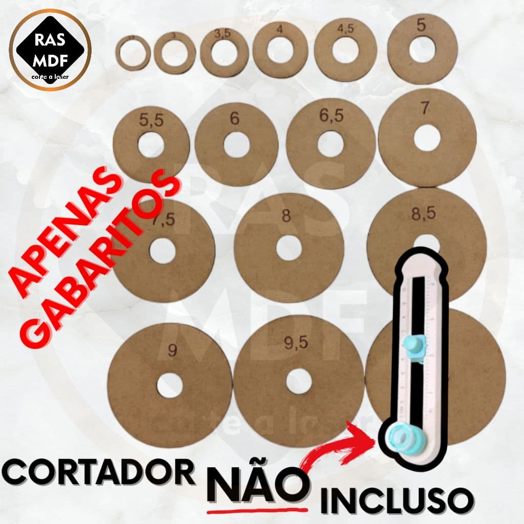 Kit de Gabaritos para Cortador Circular KW-triO - 16 Círculos de MDF para Adesivos e Papel