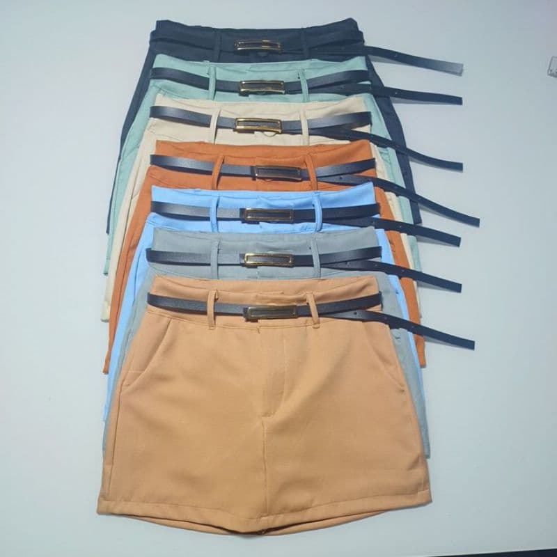 Short Saia Alfaiataria Feminina Com Cinto