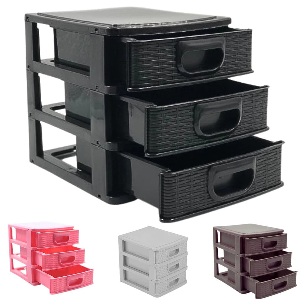 Gaveteiro Organizador De Mesa Micro Porta Tudo - 3 Gavetas