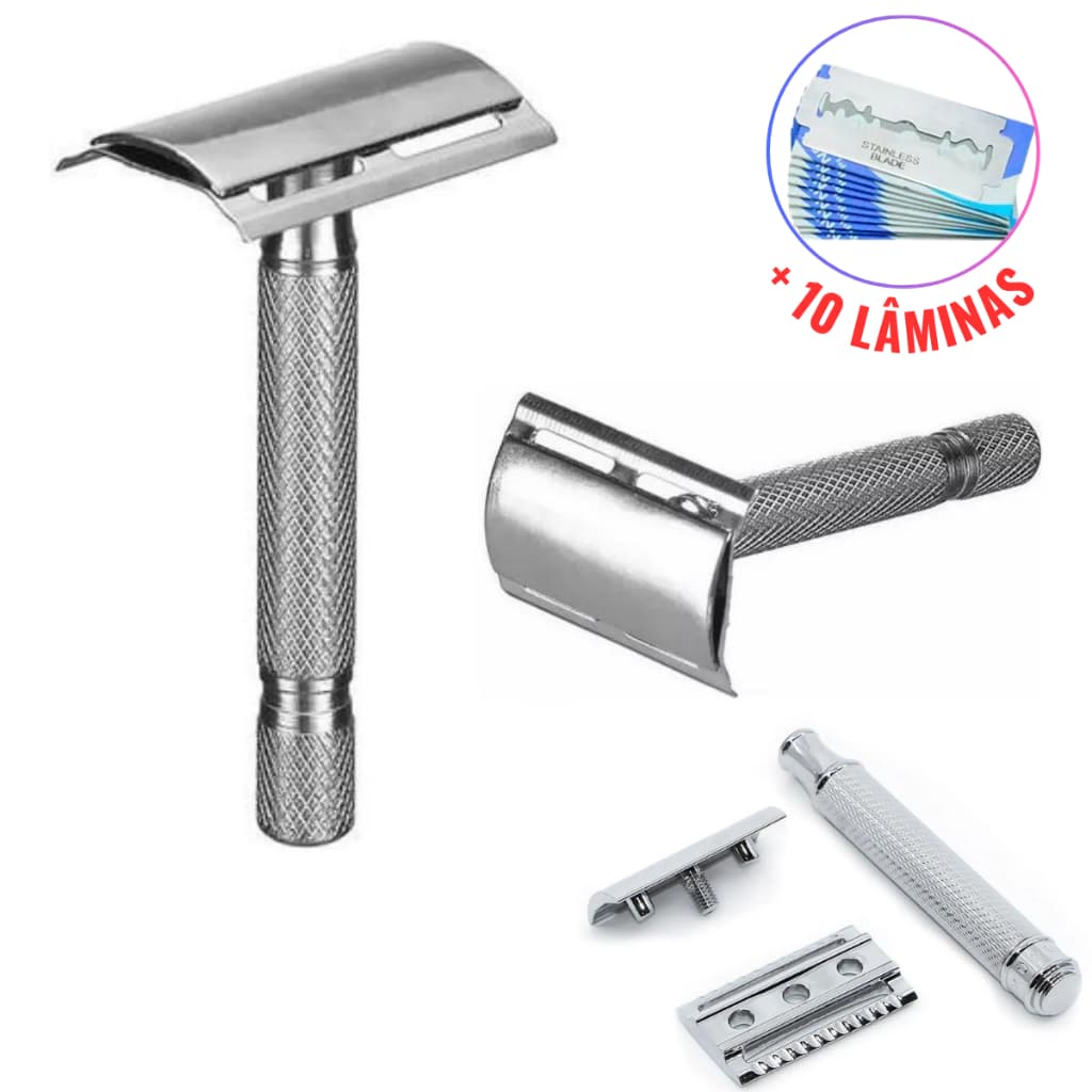 Aparelho De Barbear Articulado Clássico Retrô Antigo Para Barbeador Com 10 Lâminas Afiado