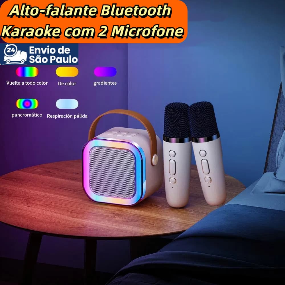 Microfones Duplo Alto-falantes Mini Bluetooth portátil Karaokê Brincadeiras em Família