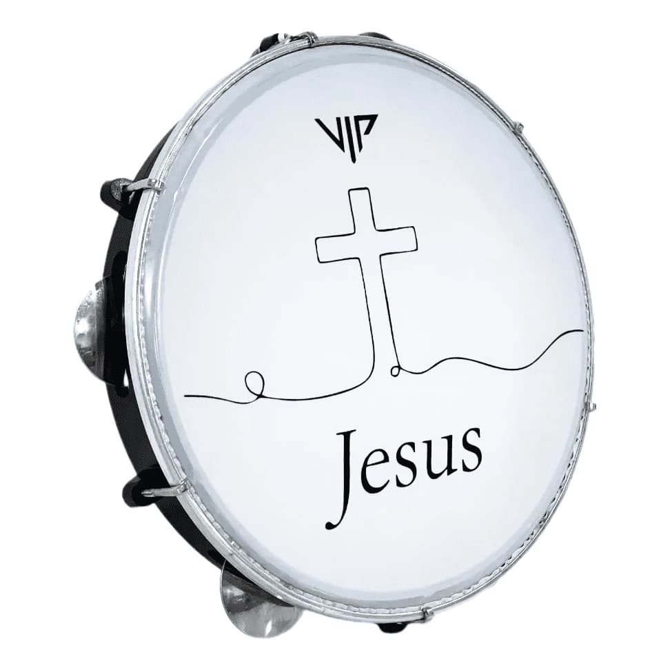 Pandeiro Profissional 10 Pol Pele Leitosa Vip Jesus P10-JESUS1 - 60164
