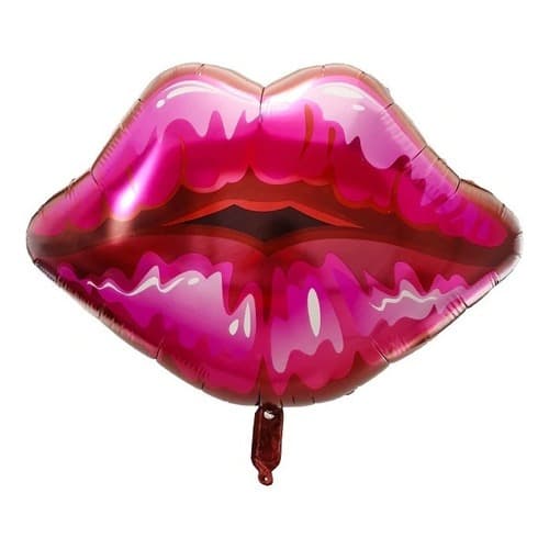 Kit 5 Balão Boca Beijo Gigante Cor Rosa 70cm Metalizado Balão Metalizado Festa Decoração