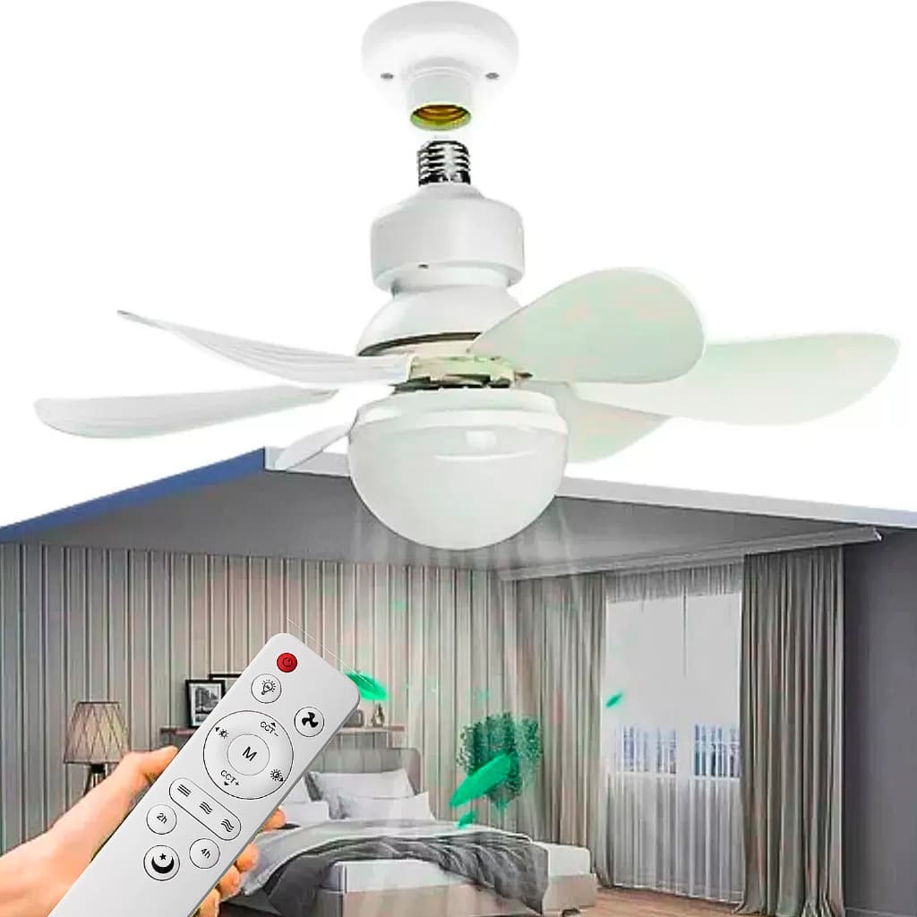 Kit 2 Ventilador De Teto Com Lâmpada Led E Controle Remoto Ventilador De Soquete