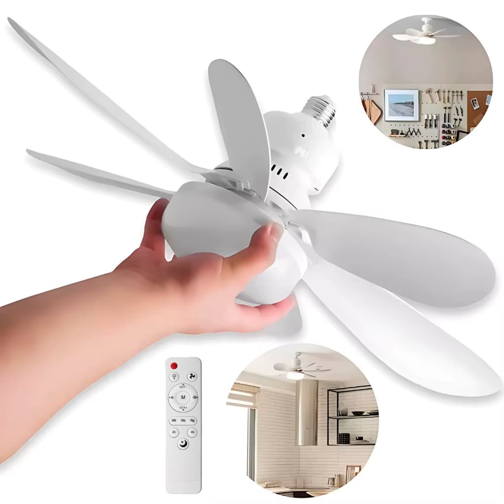 Ventilador de Teto 60w Luz Led 3 Tipos de Luz C/ Controle Remoto Ventilador C/ 6 Hélices Bivolt