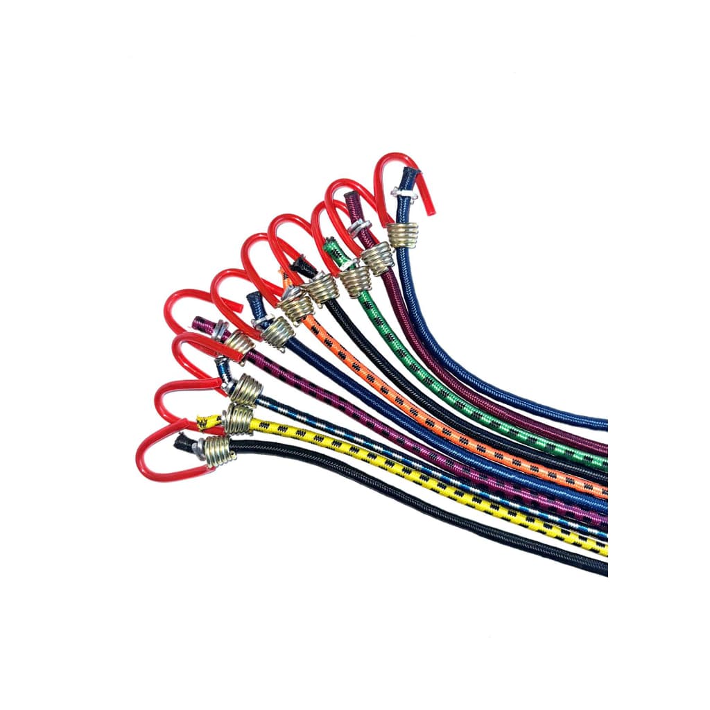 KIT 10un Corda elástica para bagageiro moto / bike / carros gancho arame 2,0mt colorido