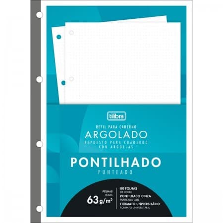 Refil Tiliflex Pontilhado para Caderno Argolado (Fichário) 63g Universitário A4 200mm x 275mm 80 Folhas Tilibra