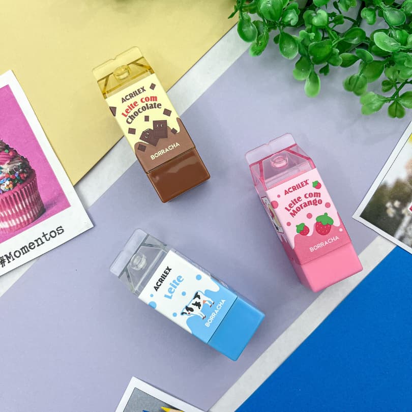 Borracha Decorada Milk Caixa de Leite - Acrilex