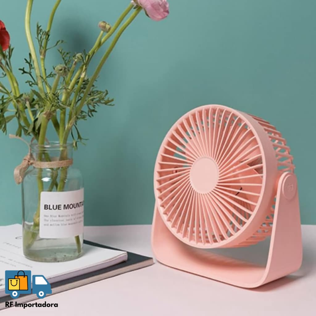 Ventilador De Mesa 5 Velocidades Forte Silencioso Portátil LED USB 360°