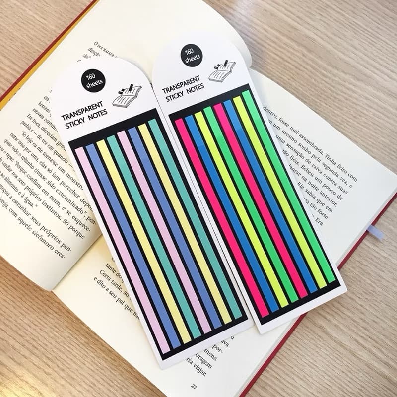 Kit 2 Marca Texto Adesivo Em Fita Neon Marcador De Página Autocolante Colorido Anotações 320 Fitas
