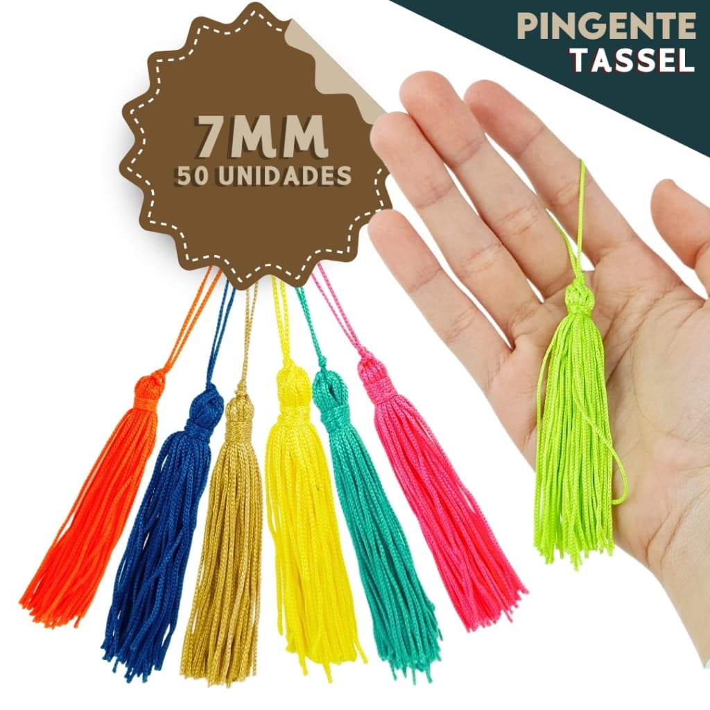 Pingente De Seda Tassel 7 Cm - Franja - Pacote Com 50 Unidades - Diversas Cores - AV