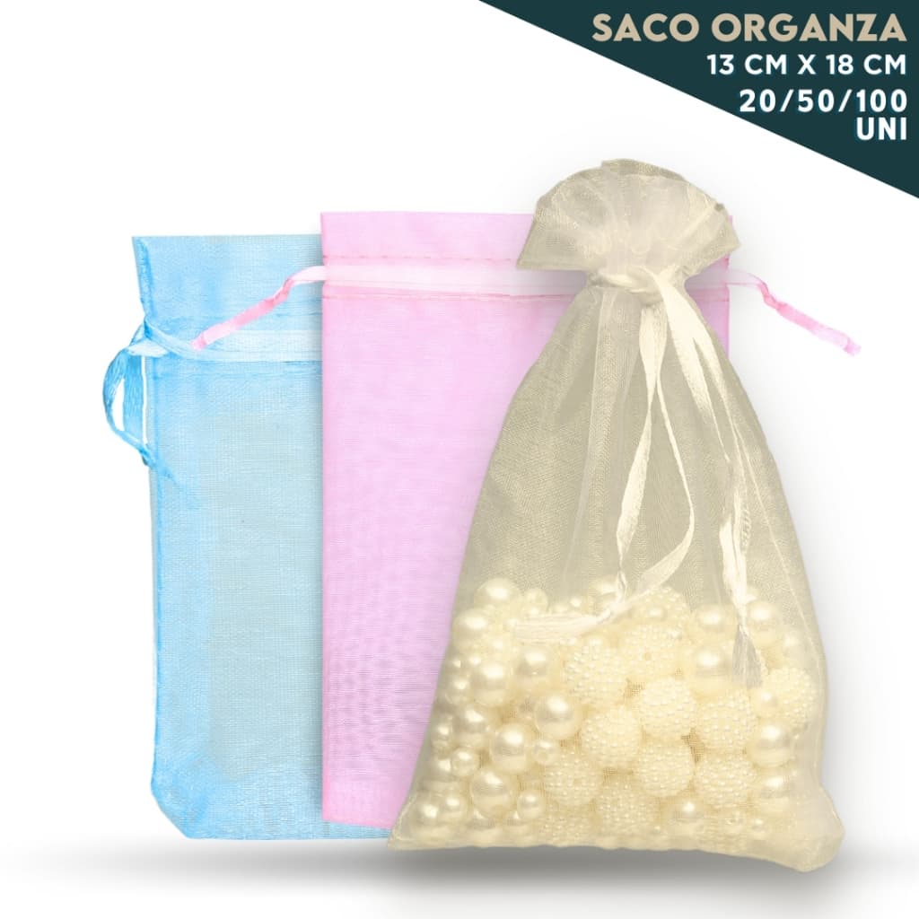 Saco Organza - Saquinho Para Lembrancinha 13x18 Diversas Cores - 20/50/100 Unidades - Aviva