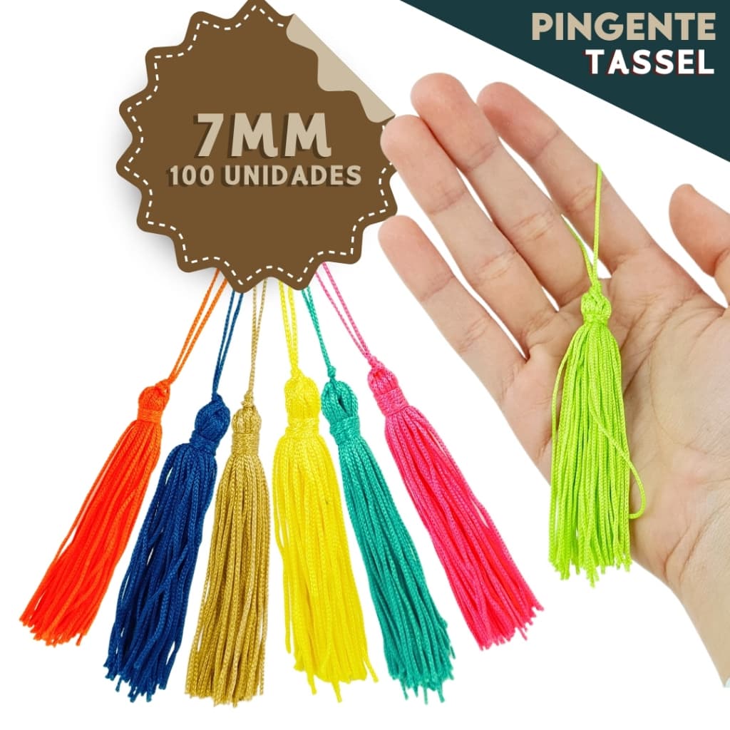 Pingente De Seda Tassel 7 Cm - Franja -Pacote Com 100 Unidades - Diversas Cores - AV