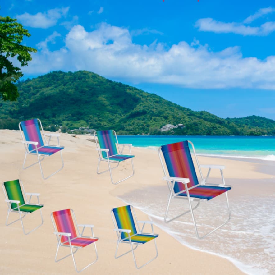 Cadeira Alta de Praia Jardim Quintal Aço Mor CORES