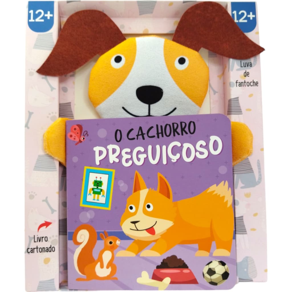 Livro com Fantoche O Cachorro preguiçoso - Diversão e Aprendizado em Uma Só História - Pé da letra