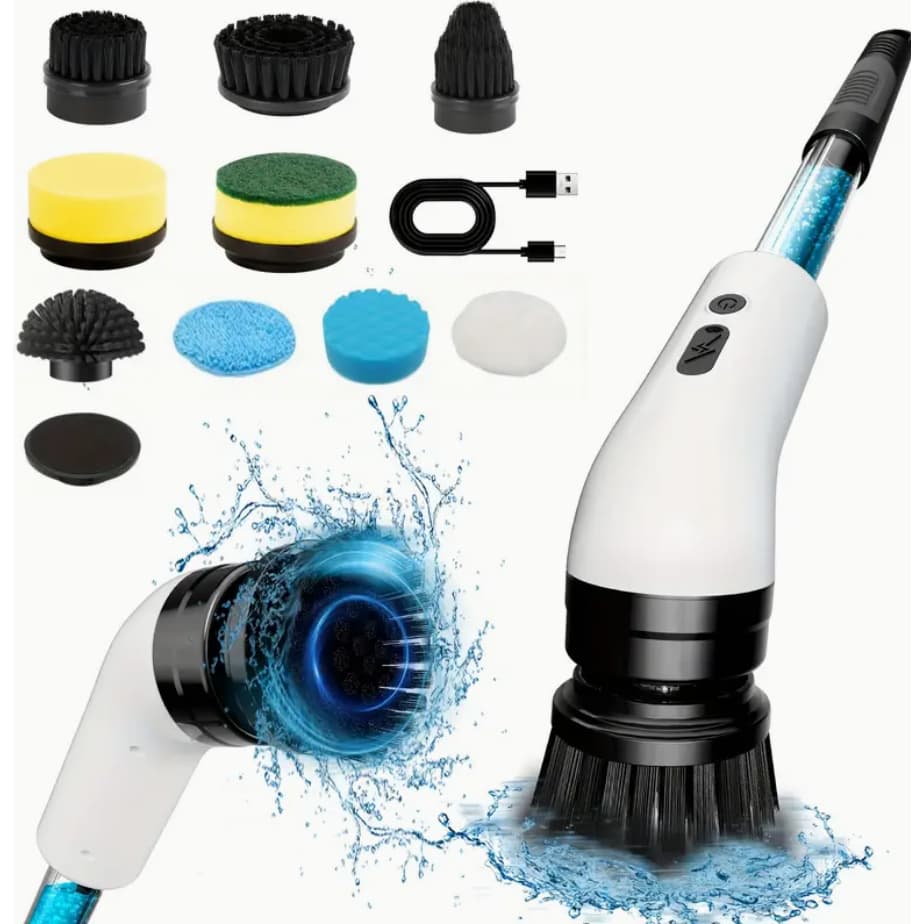 Escova De Limpeza Elétrica 9 em 1 Giratória Com Dispenser de Sabão Usb Multi Funções Acompanha Cabo Usb