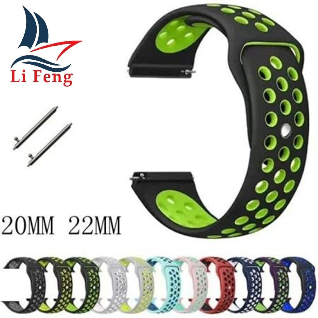 Pulseira de Silicone Furadinha Para Smartwatch Encaixe Universal 20/22mm