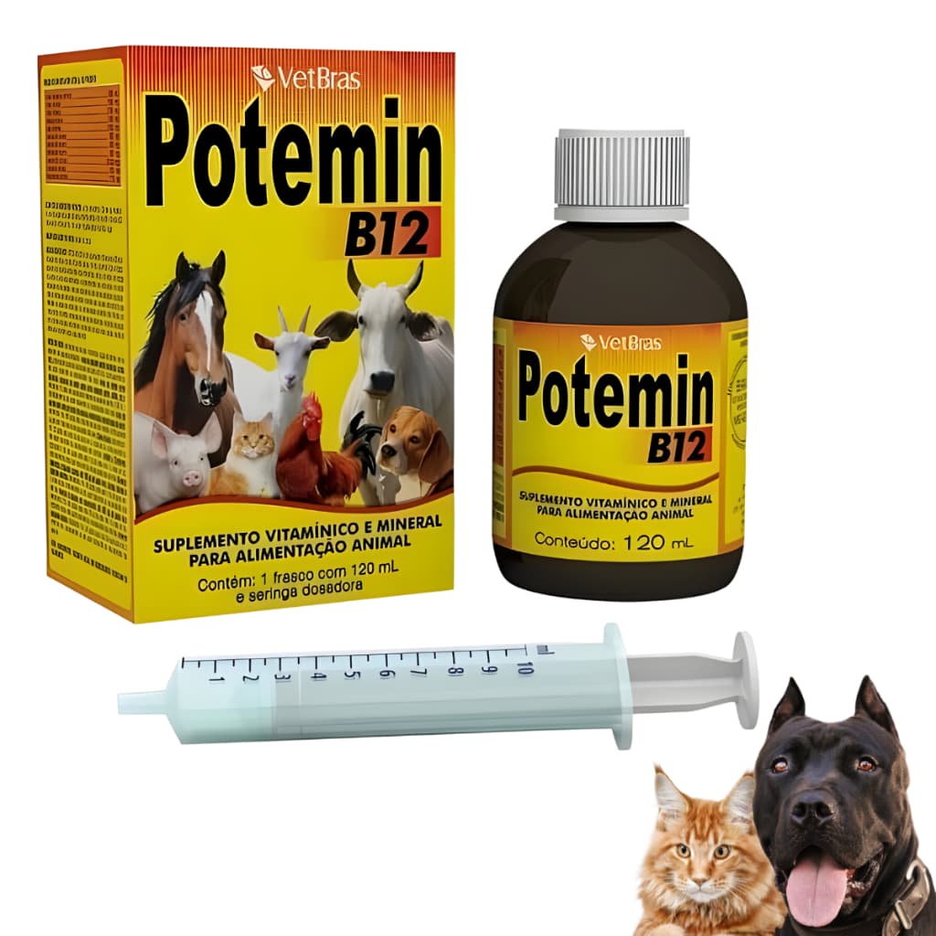Potemin B12 120ml Suplemento Vitaminico Mineral Massa Muscular Engorda Energia Vitalidade Força PitBull Pit Monster