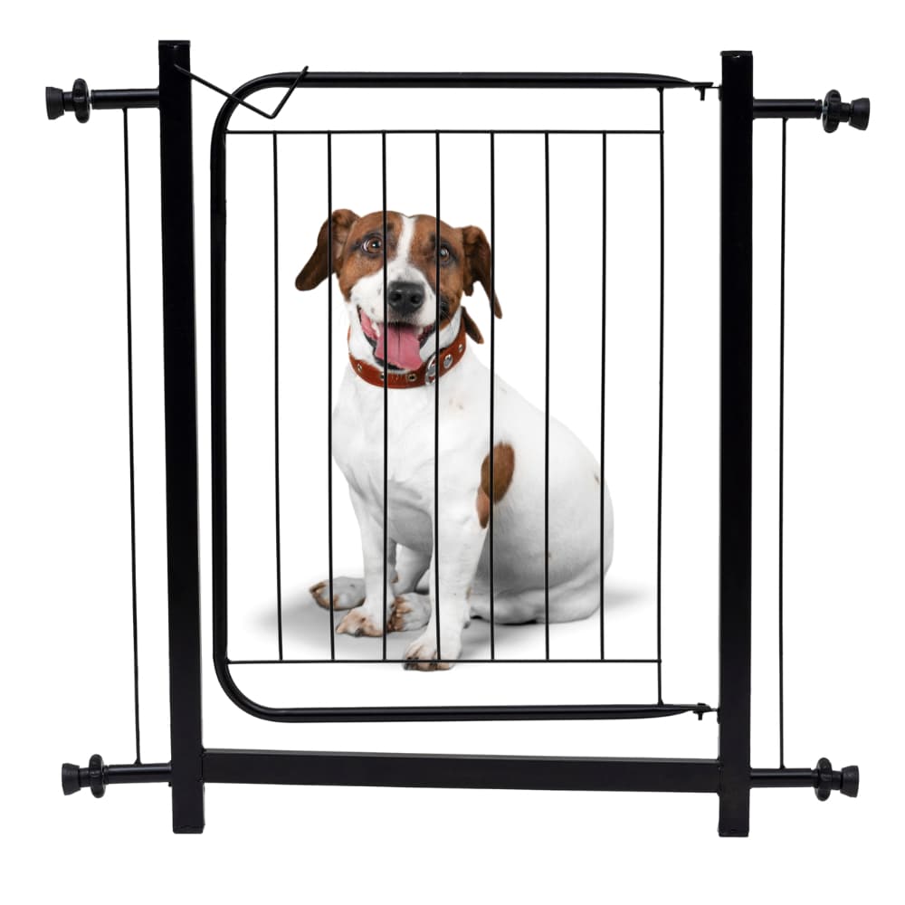 Portão Pet Bebê Criança Proteção Seguro Reforçado em Aço 80 a 90cm Preto