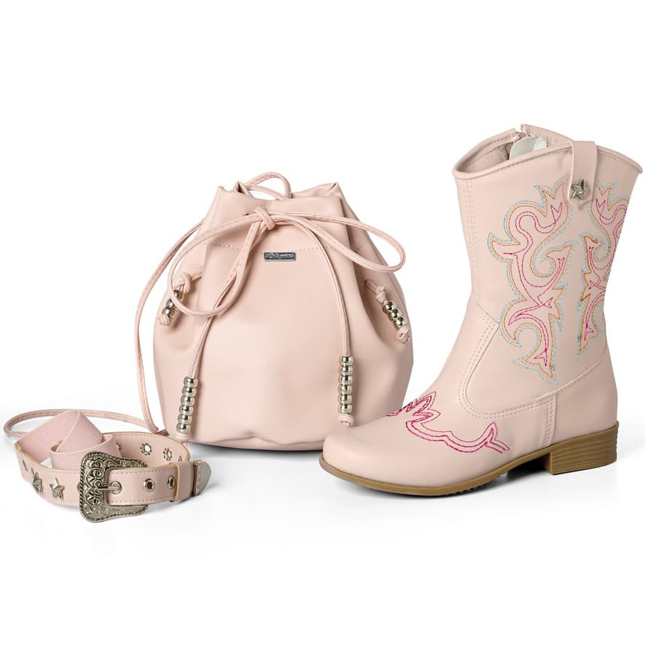 Kit Bota + Bolsa Texana Infantil Menina Rodeio Original Promoção