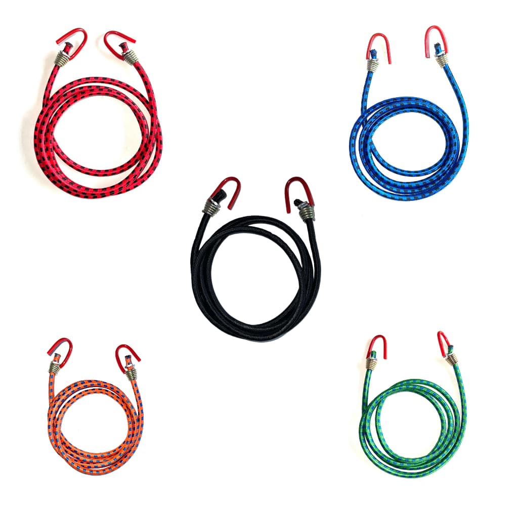 Corda Elástica Bagageiro Kit 5 Peças Colorido Gancho Arame 2,0 mt