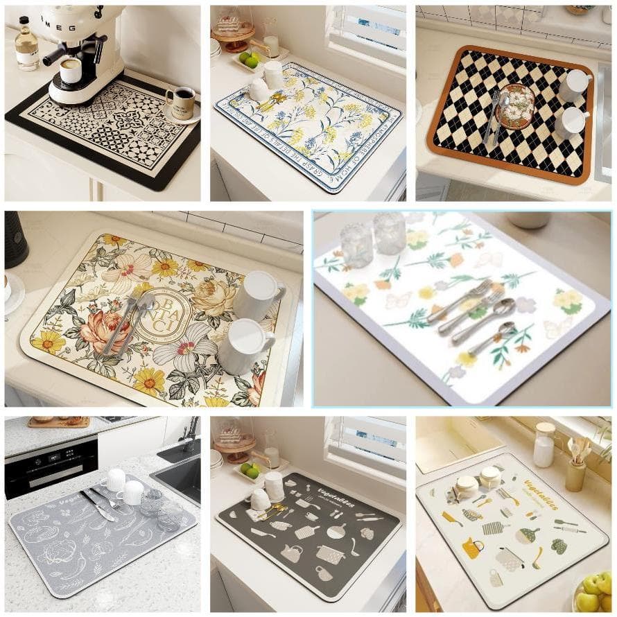 kit 1/2 Tapete escorredor de Louça em Microfibra Super absorvente Dobrável Aparador de Louça 40X30CM