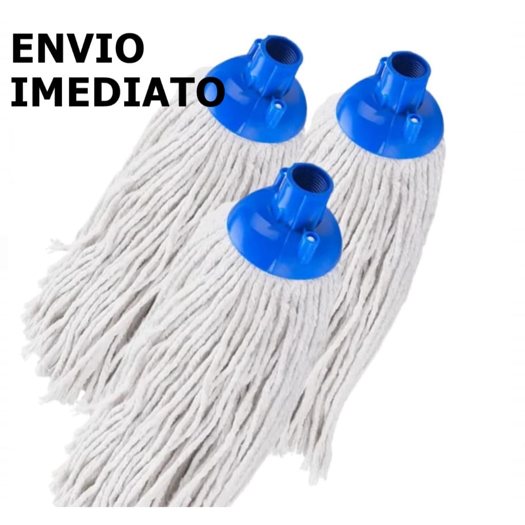 Refil Mop Esfregão Úmido Rosca Universal Algodão Kit Com 3 - MENOR PREÇO