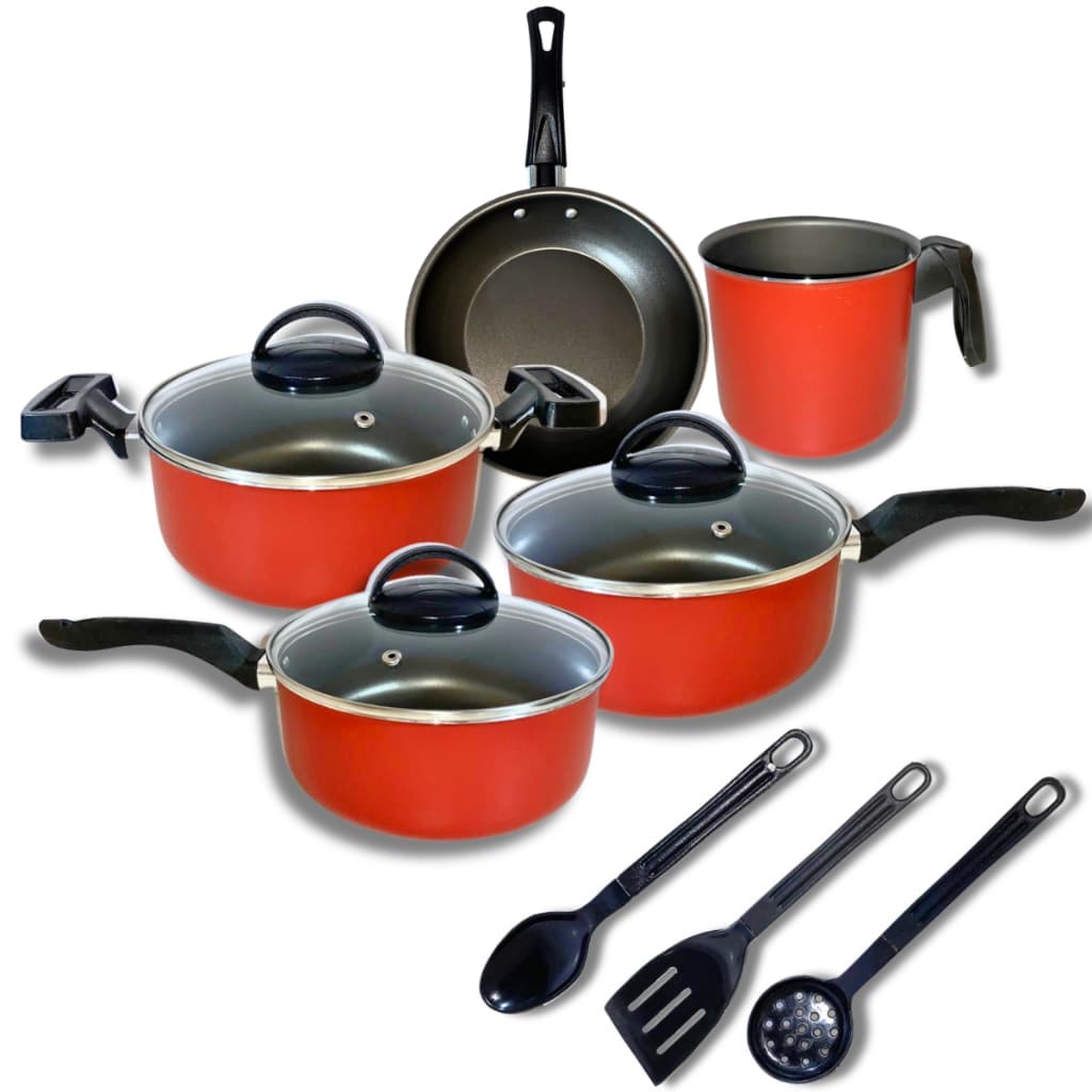 Jogo Panelas 8 Pçs Antiaderente Com Tampa Vidro