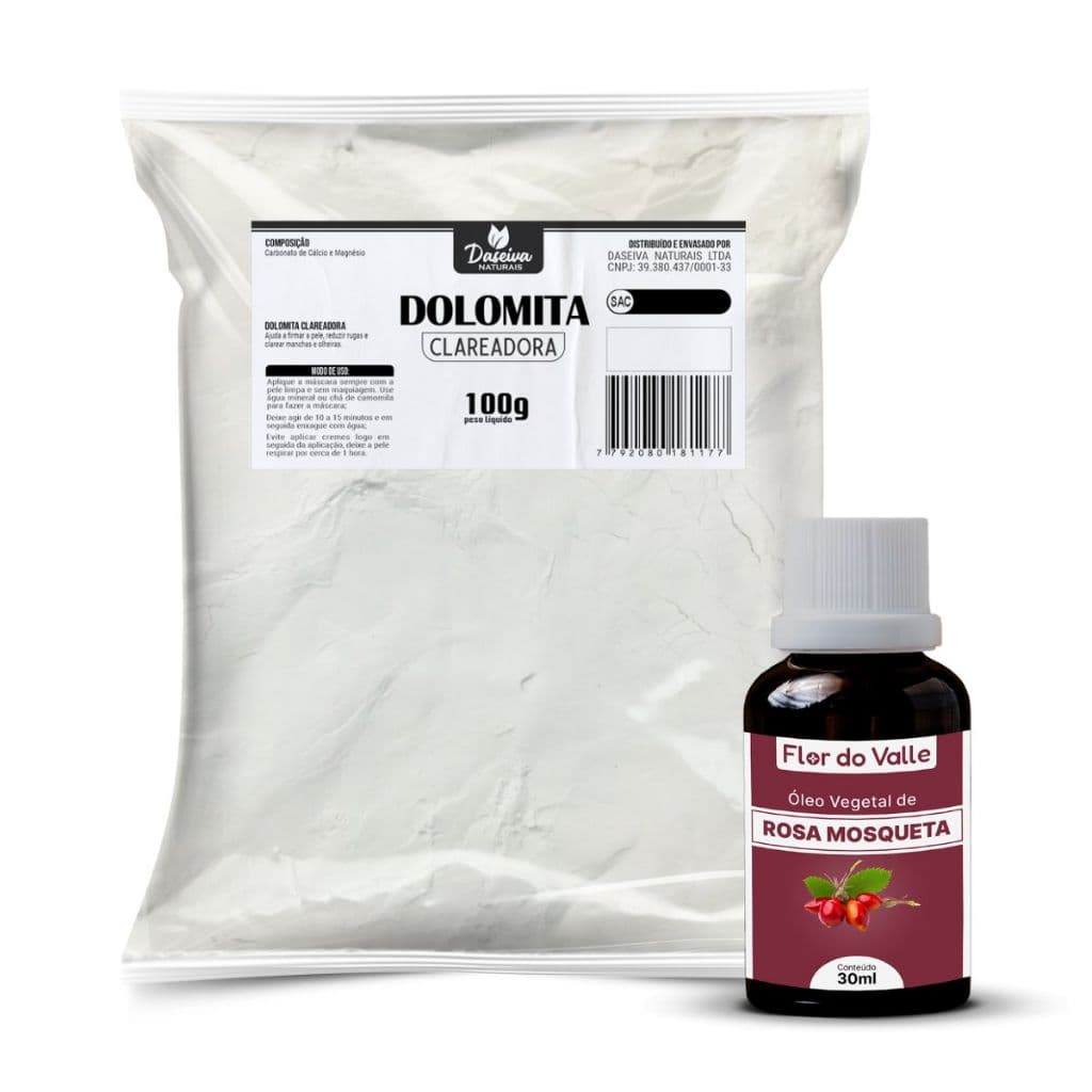 Dolomita Clareadora Daseiva Naturais 100g + Óleo de Rosa Mosqueta Rubiginosa (Clareador Natural)