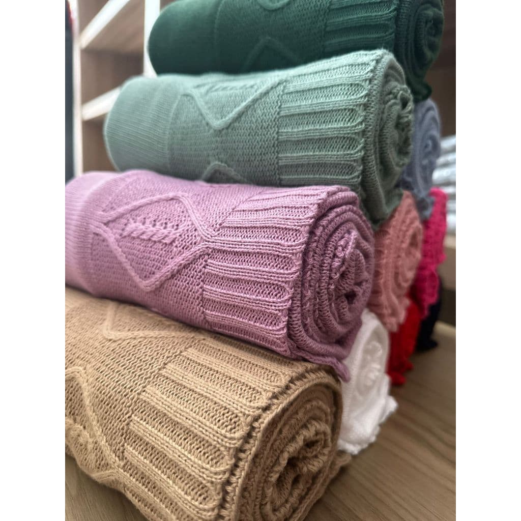 Manta Bebê Tricô Saída Maternidade  Cobertor Récem Nascido Enxoval Menina Menino