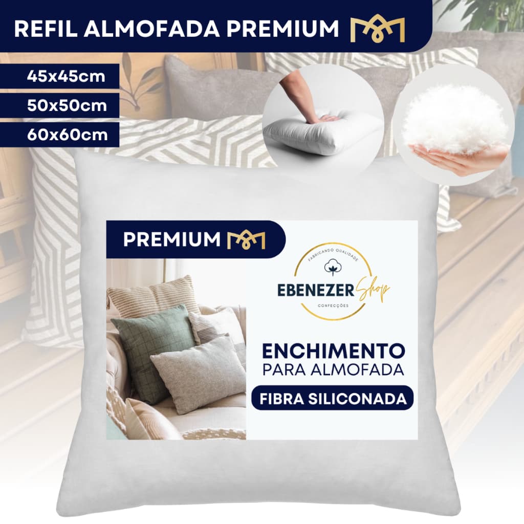 Kit 2,3,4 e 5 Enchimento Almofada Fibra Siliconada Refil AntiMofo Antialérgica 45x45, 50x50 60x60