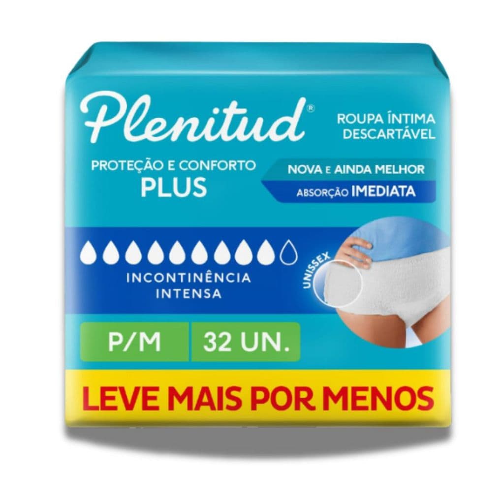 Fralda Unissex Geriátrica Plenitud Plus Antivazamento P/m 32 Unidades