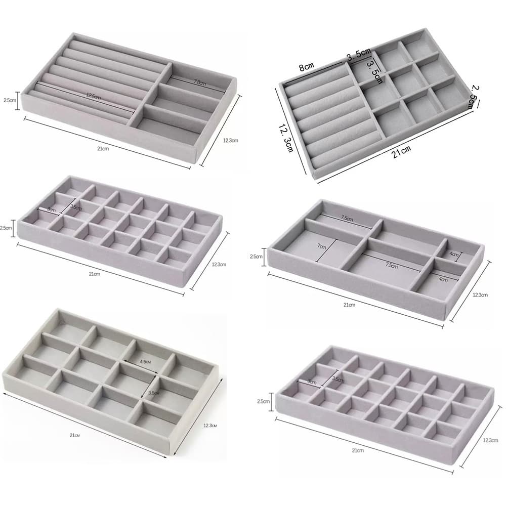 Kit 6 Porta Jóias Bandejas Veludo Organizadors Para Jóias Bijuterias