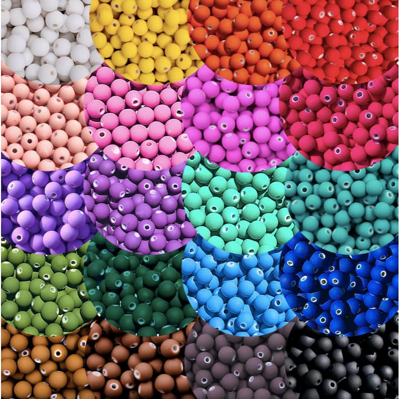 Até 500 Unidades Bola Emborrachada 08MM Miçanga Terço Pulseira Phone 8mm Borracha