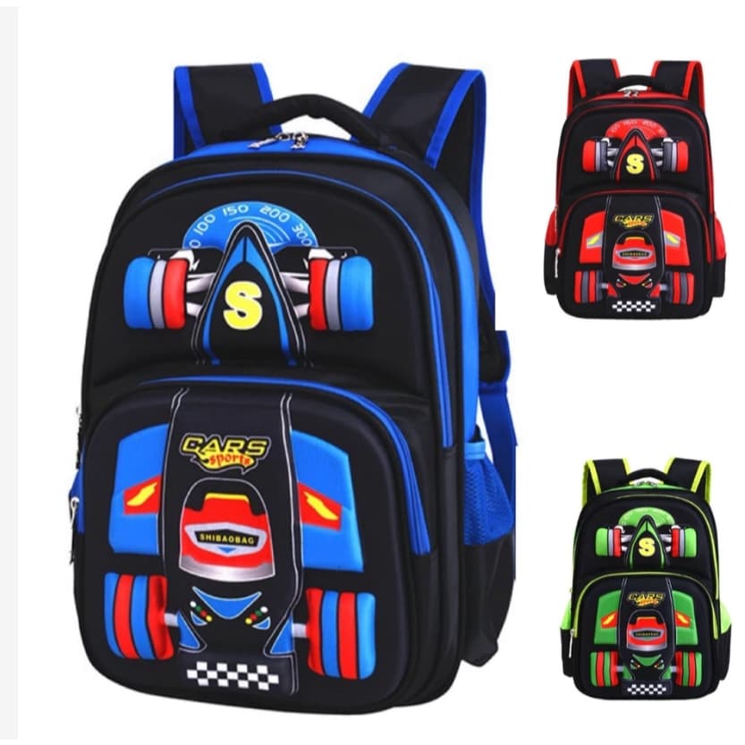 3D Mochila Infantil Menino Escolar Carro Resistente Impermeável Alta Qualidade