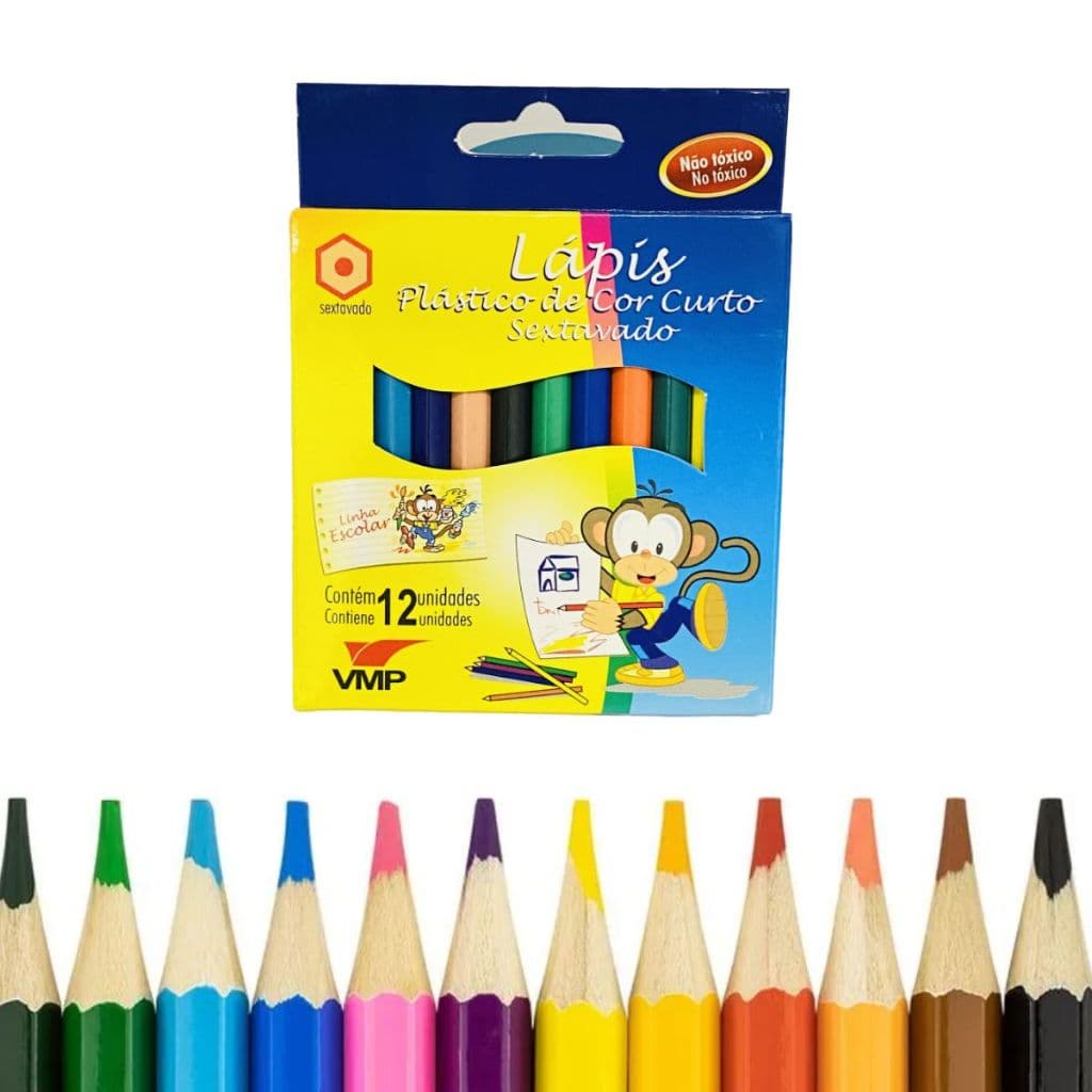 6 Caixas Mini Lápis de Cor Lápis de Pintar Escolar Volta As Aulas Material Atacado Lápis Pequeno