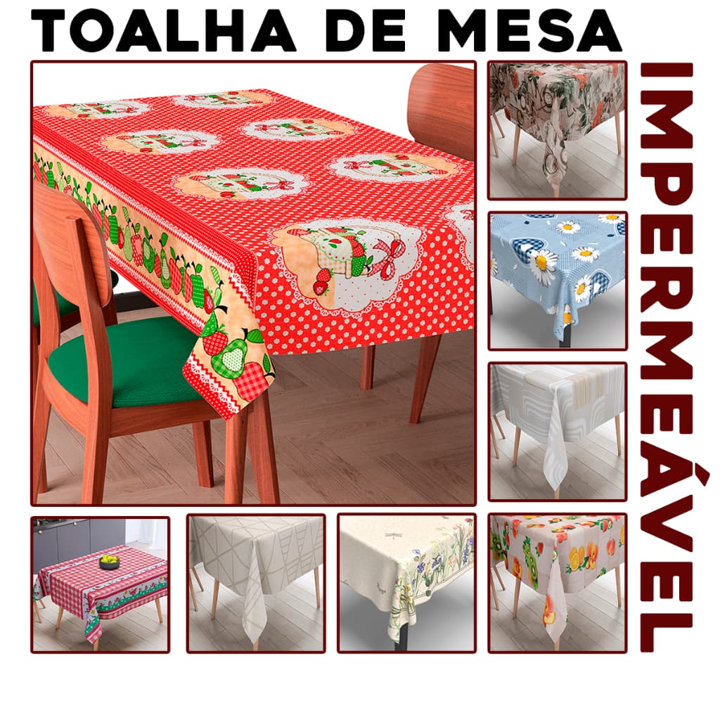 Toalha de Mesa de Plástico Térmica 1,40 X 1,40 Metros Impermeável para Mesas de 4 Cadeiras