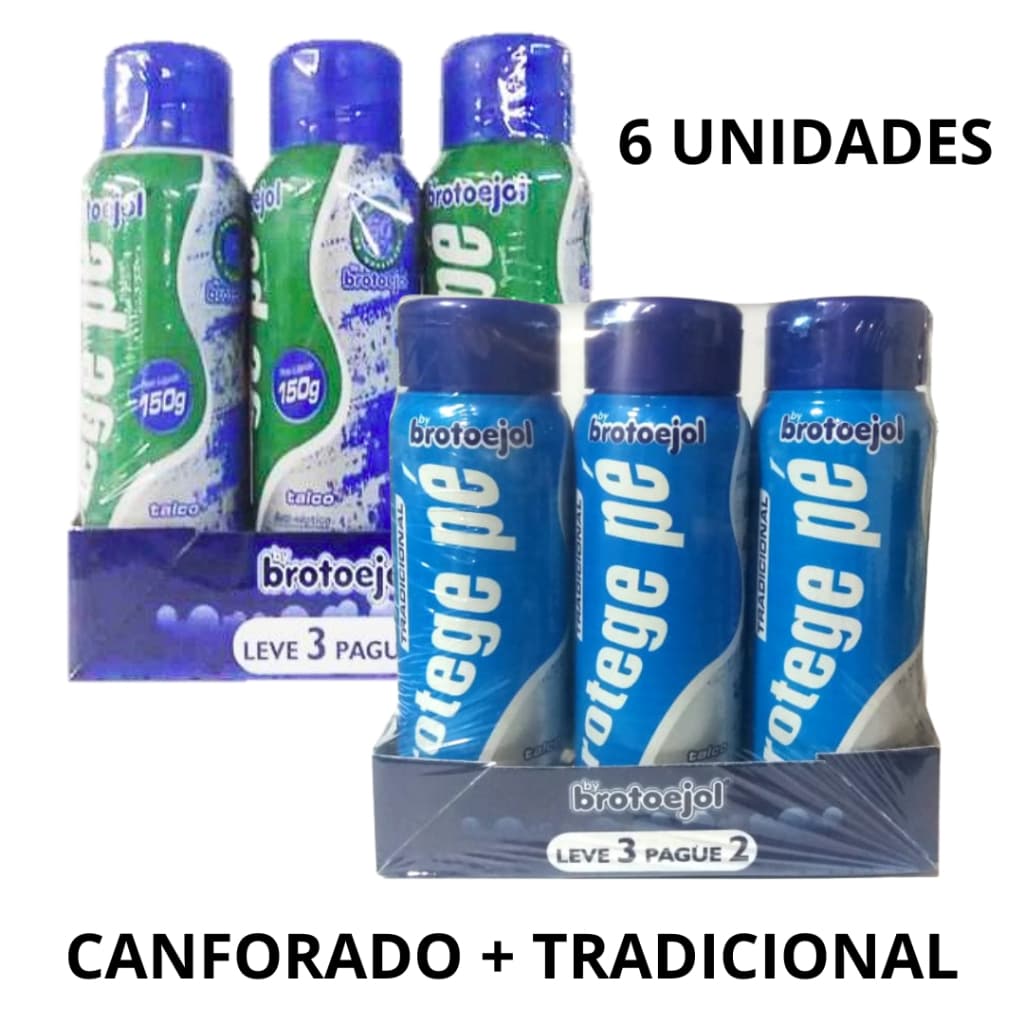 Kit Com 6 Talco Para Pés Canforado + Tradicional 150g Brotoejol