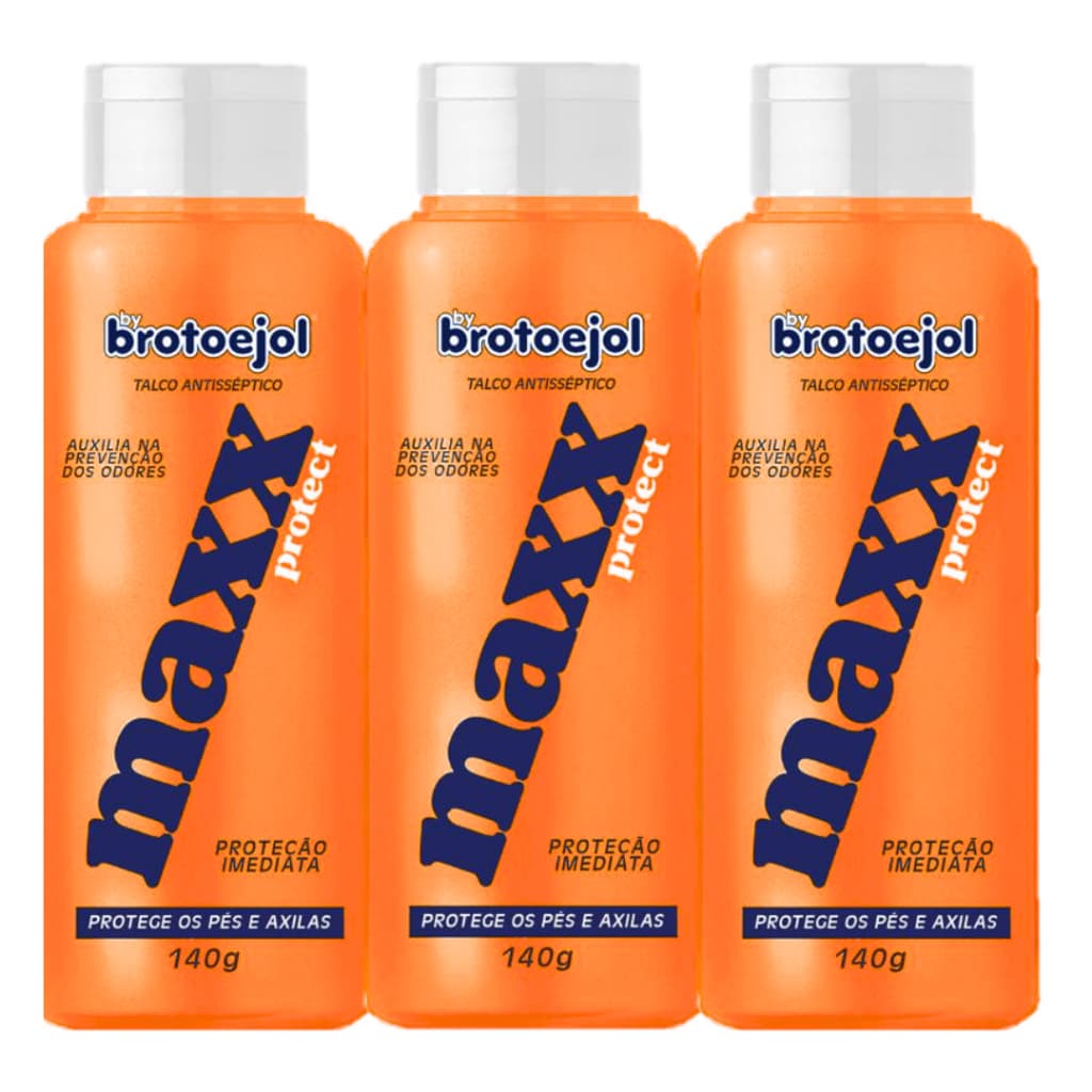 Kit Com 3 Talco Para Pés Antisséptico Maxx 140g Brotoejol