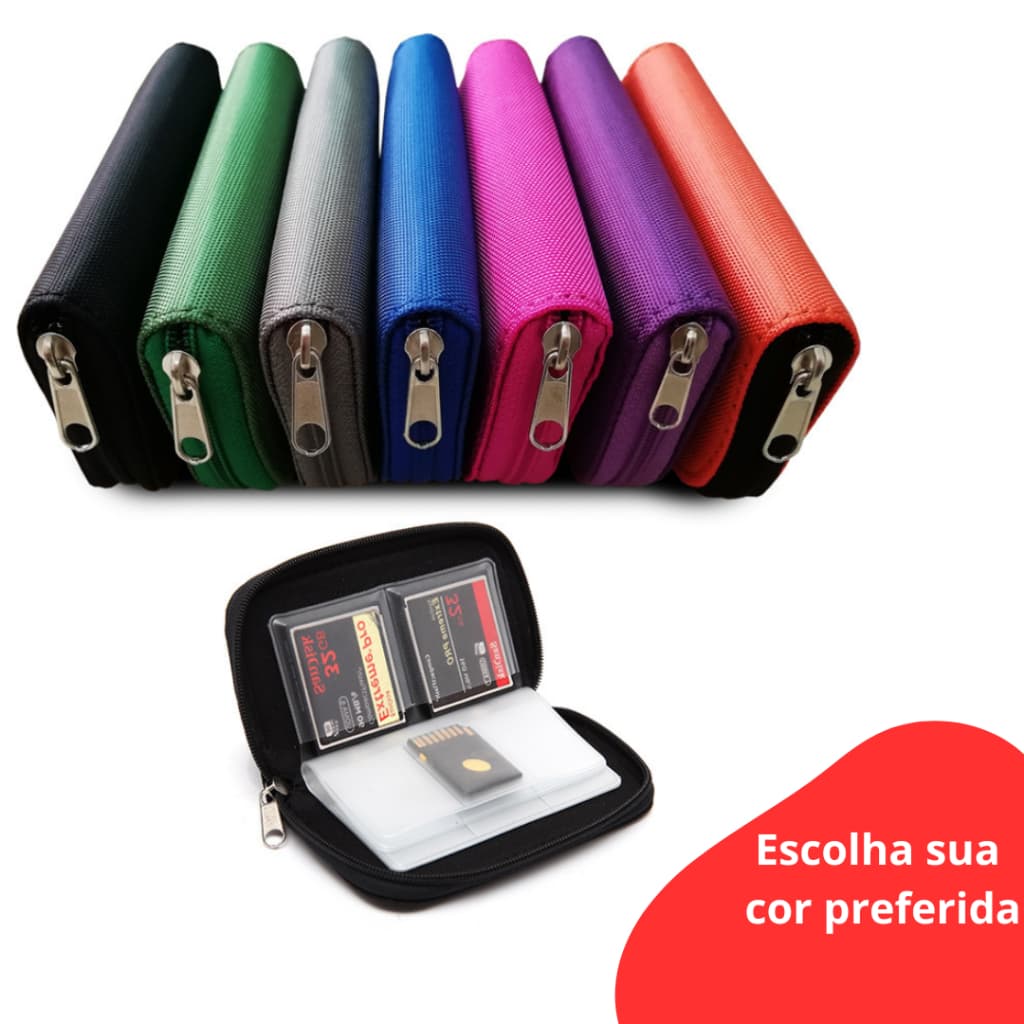 Estojo cartão de Memória - Memory Card -  cartões SD, MICRO, MS, DS capacidade 22 cartões