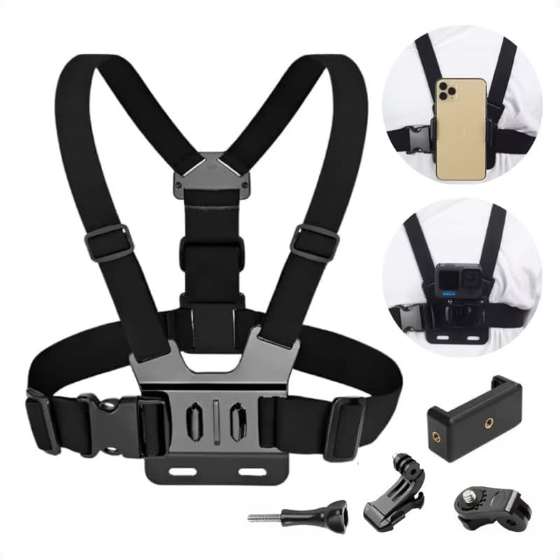 Suporte de Peito Para Celular e Gopro Peitoral Peito ajustável Câmera Esportivo Moto Bike-envio imediato