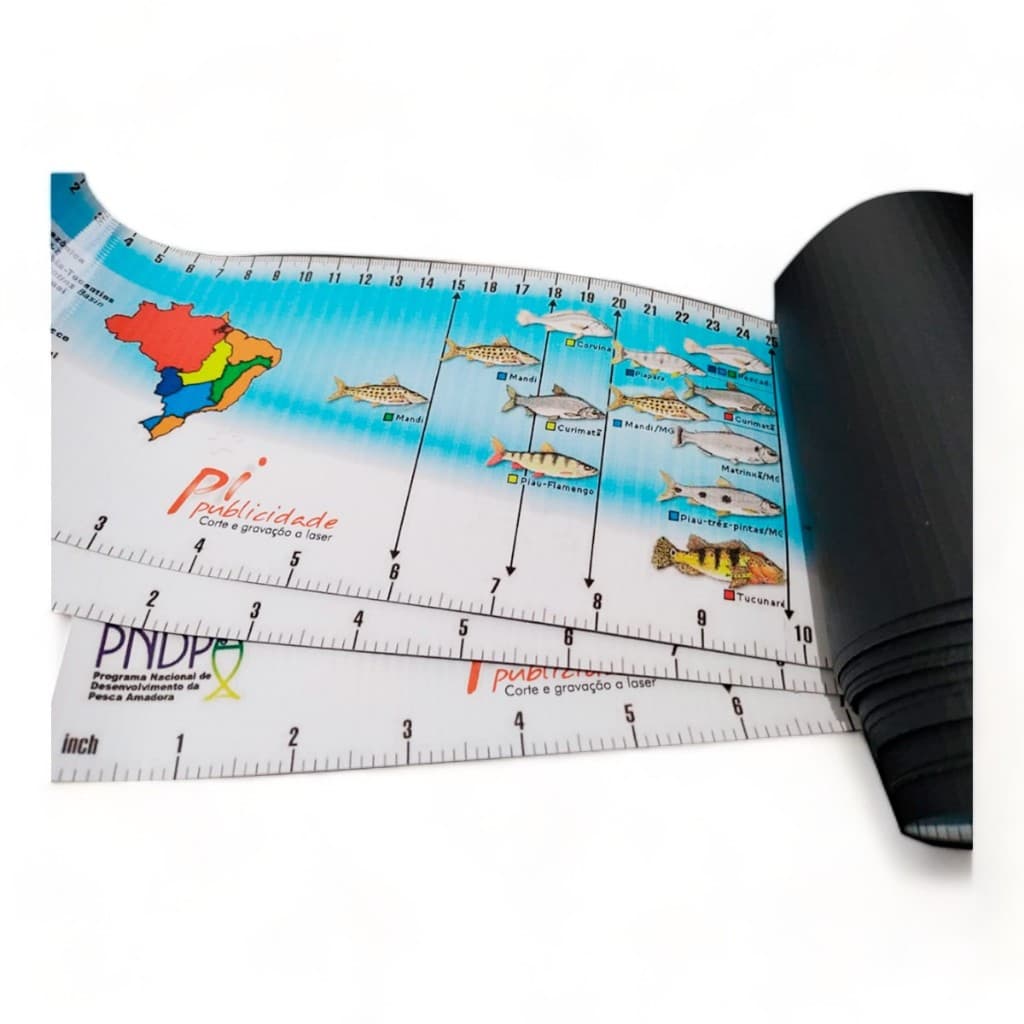 Régua De Medidas Peixes - Oficial - Tamanhos Mínimos - Com proteção UV