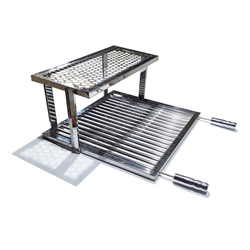 Grelha Parrilla Uruguaia Tamanho Gigante Com Descanso em Inox