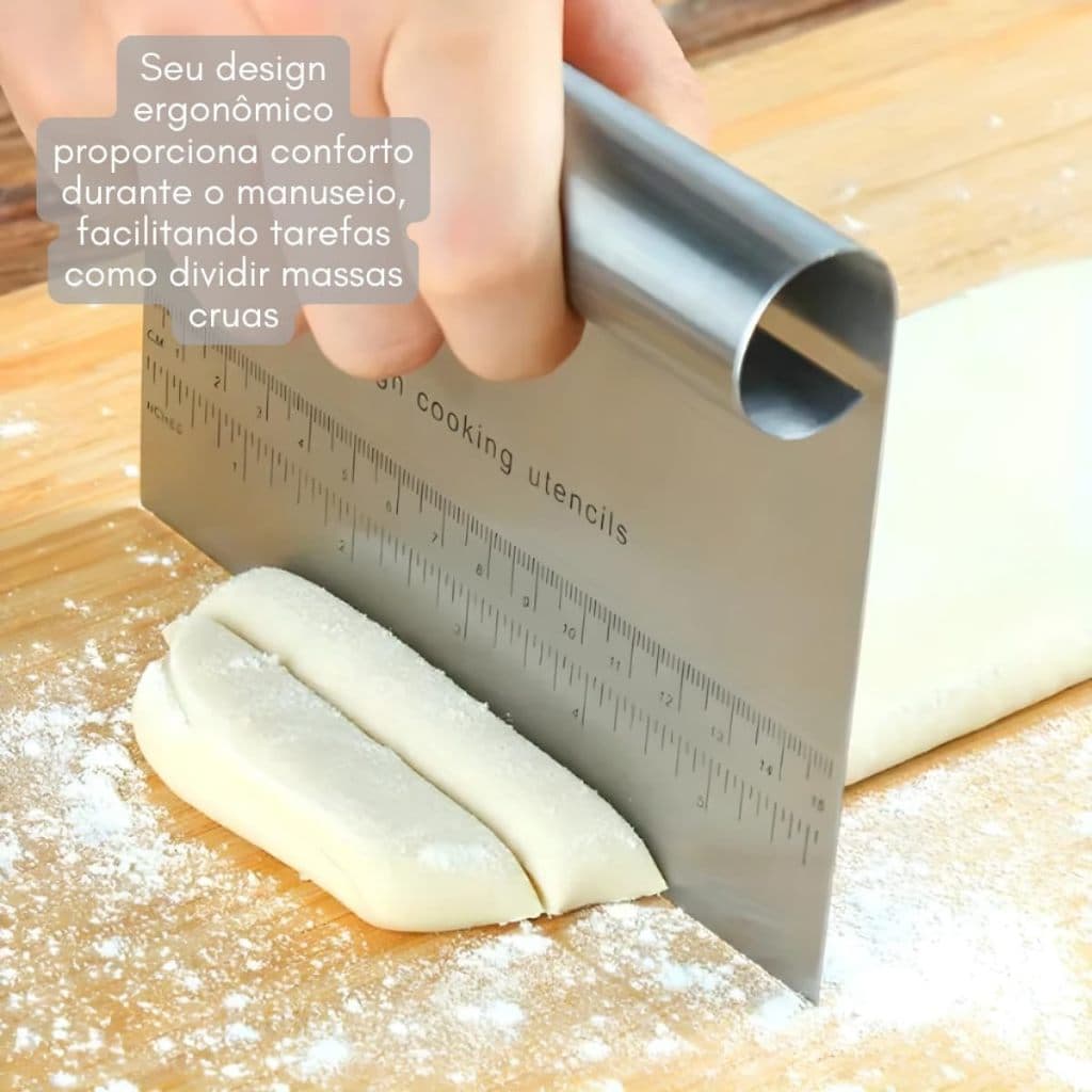 Kit 2 Raspador Espátula Em Inox Prática De Massa Com Cabo Tubular 15cm Inoxidável Multiuso para Cozinha com Régua