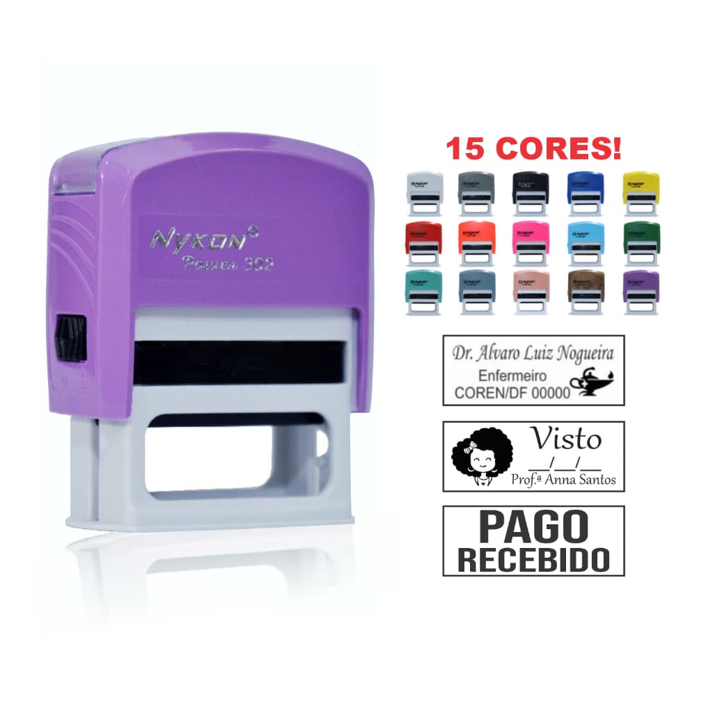 Carimbo Automático Personalizado - Modelo Nykon 302 - 14x38mm