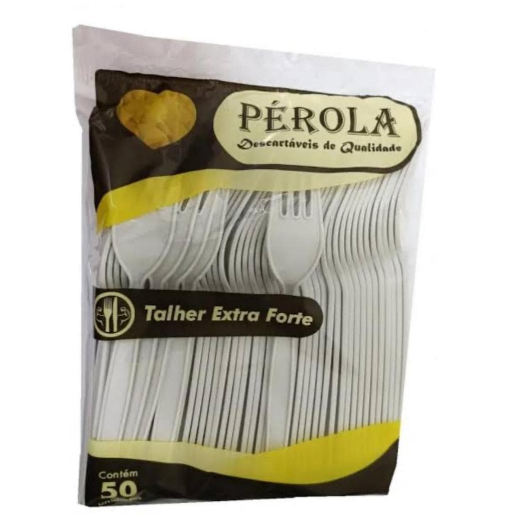 100 Garfos Descartáveis Branco para Refeição - Marca Perola